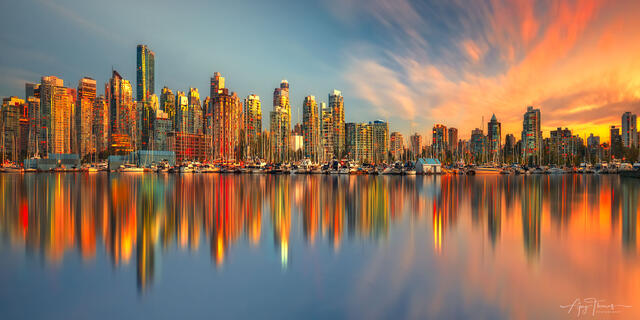 Vancouver skyline sunset panorama