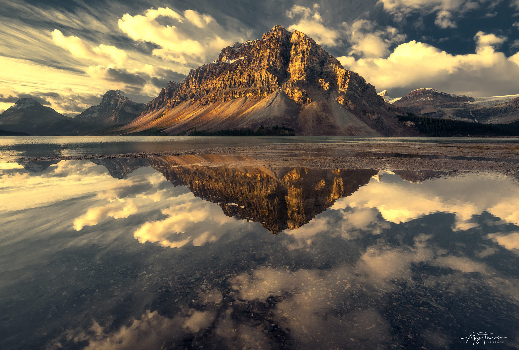 Mountain reflection in bow lake  available as limited edition print