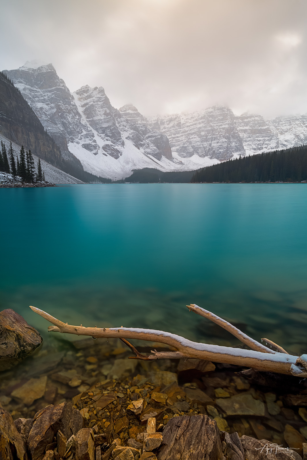 First Snow in Moraine lake , Banff National park.Alberta, Canada Museum quality Photographic print available as Limited edition...