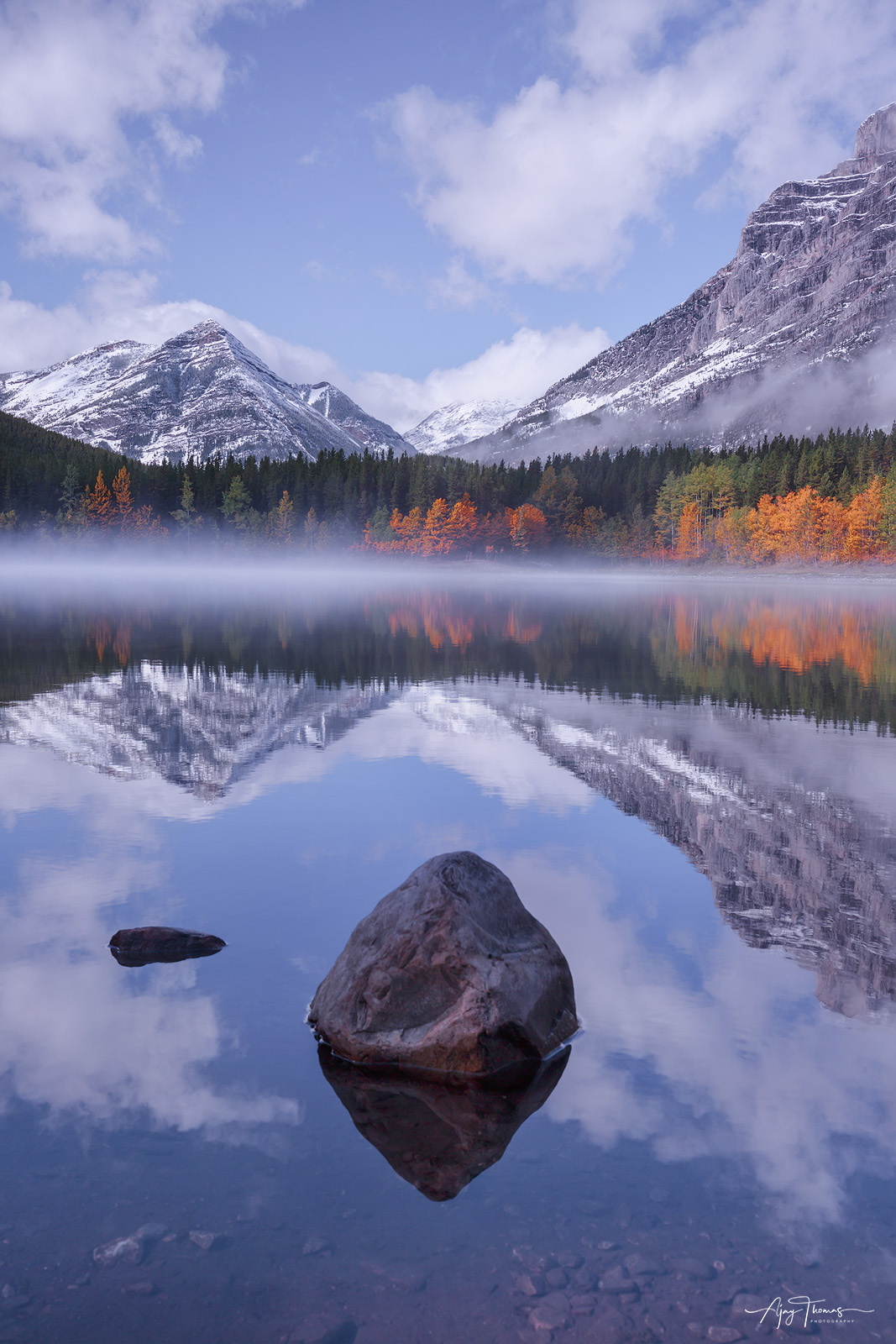 Mountain snow and fall colours 